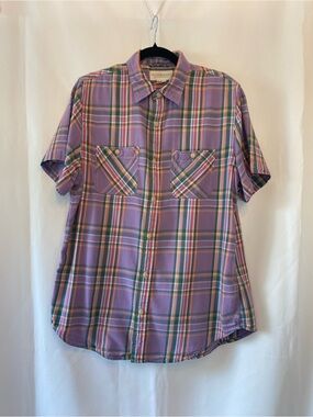 Denim & Supply Ralph Lauren Preppy Purple Plaid Short Sleeve Button Down Shirt L